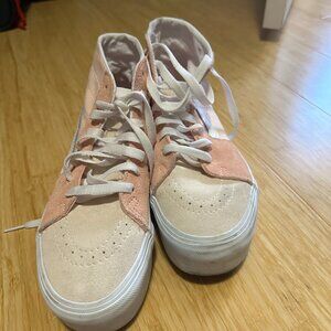 Great condition Van Platform High Tops in Peach and White Size 6